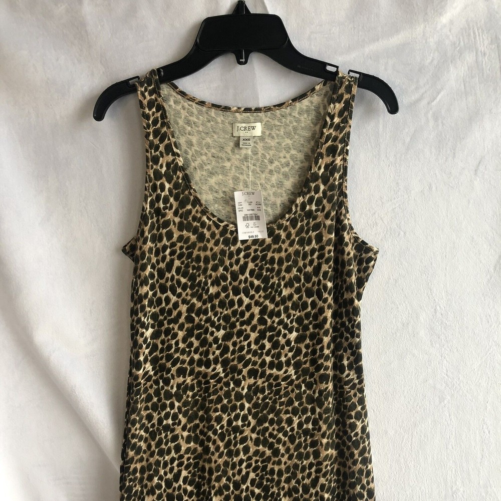 NWT J. Crew Sleeveless Knit Animal Print Midi Dress Size XXS 2XS $49.50